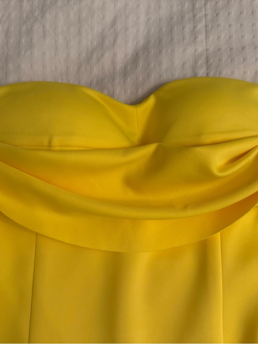 Gabrielle Union Yellow Strapless Midi Dress Derby Ruffle Hem Bodycon Size M - Picture 12 of 17